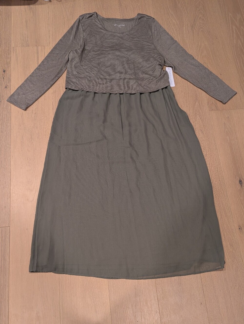 Soft Surroundings Olive Green Maxi Skirt Dress